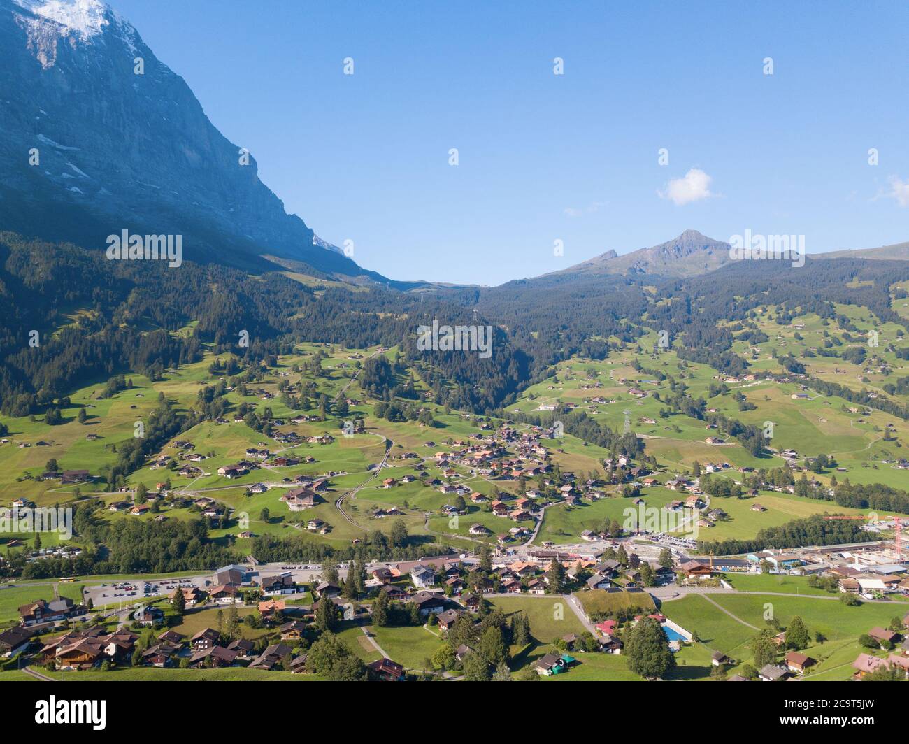 Famous village Grindelwald in swiss alps starting point for train