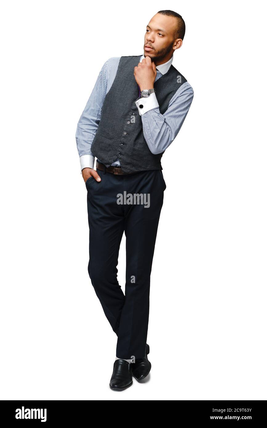 full length studio shot of a african-american businessman Isolated on ...
