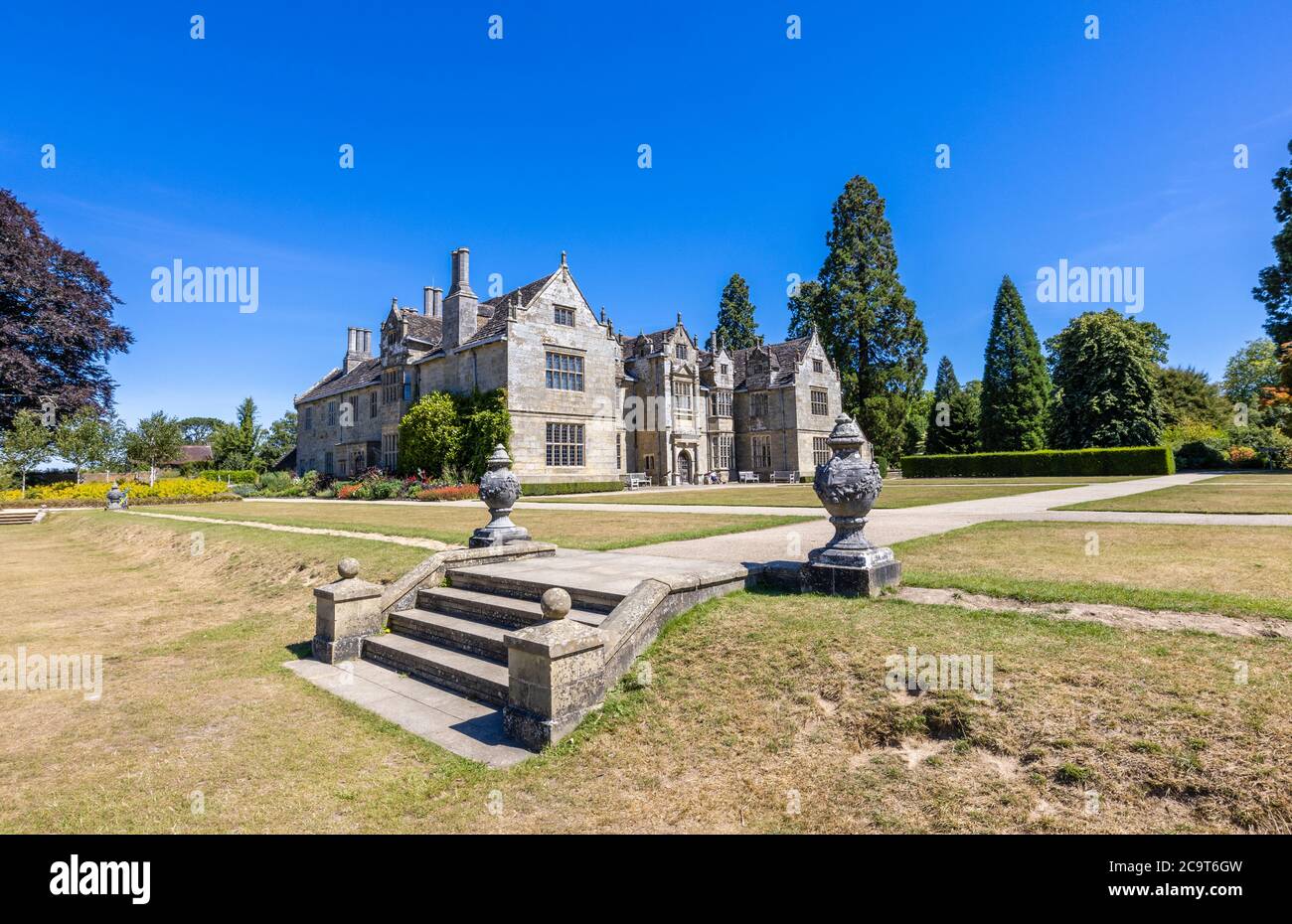 Wakehurst (previously Wakehurst Place), a house and botanic gardens in West Sussex managed by the Royal Botanic Gardens, Kew Stock Photo