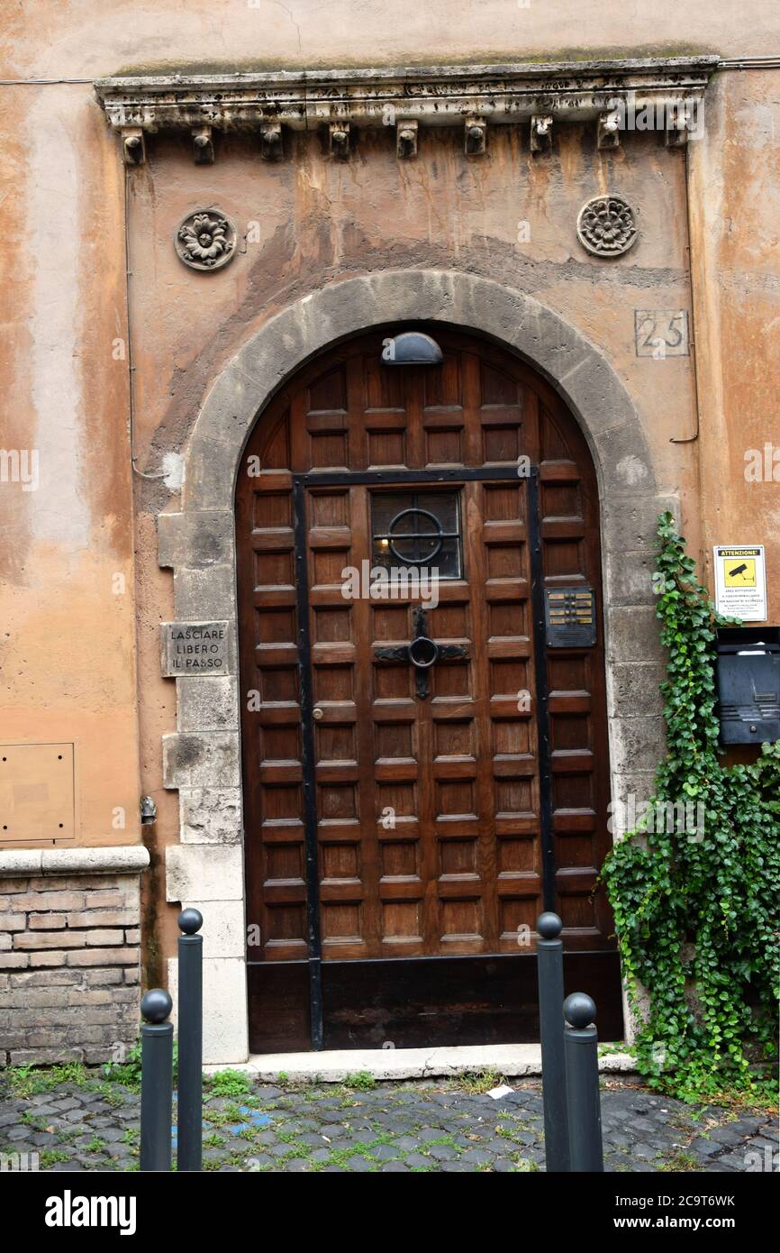 Old Wooden Door in Rome, Italy Stock Photo - Alamy