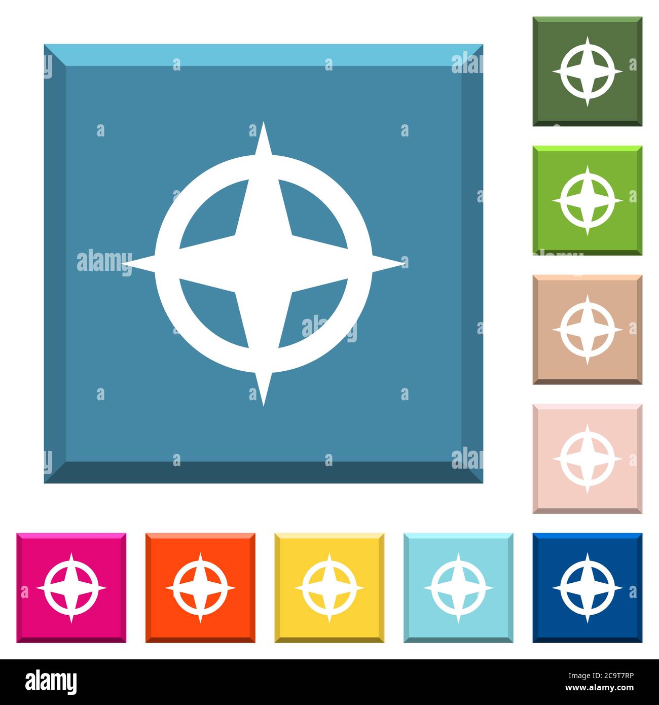 Map directions white icons on edged square buttons in various trendy ...