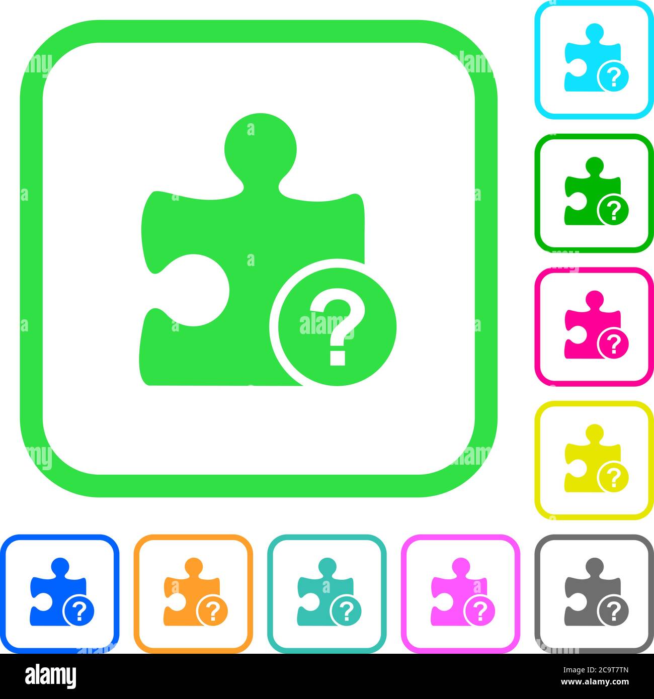 Unknown plugin vivid colored flat icons in curved borders on white background Stock Vector