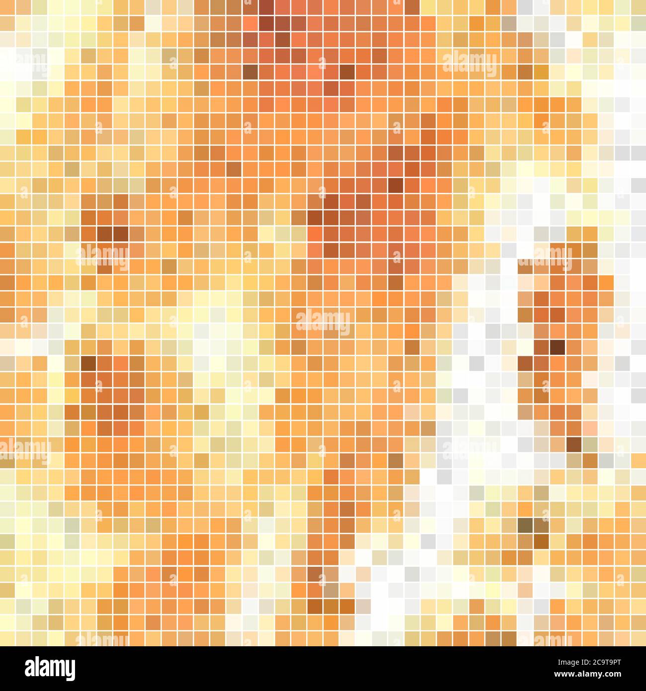 abstract vector square pixel mosaic background - orange and yellow ...