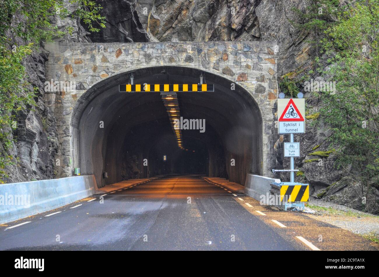 World’s longest tunnel - Lærdal Tunnel (Norwegian: Lærdalstunnelen) is a 24.51-kilometre-long (15.23 mi) long road tunnel connecting the municipalitie Stock Photo