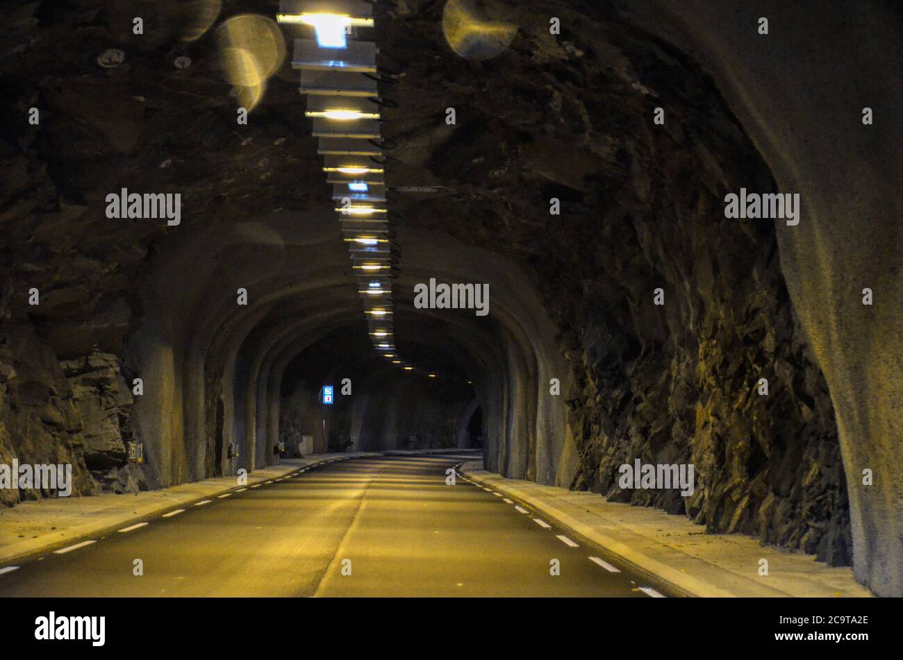 World’s longest tunnel - Lærdal Tunnel (Norwegian: Lærdalstunnelen) is a 24.51-kilometre-long (15.23 mi) long road tunnel connecting the municipalitie Stock Photo