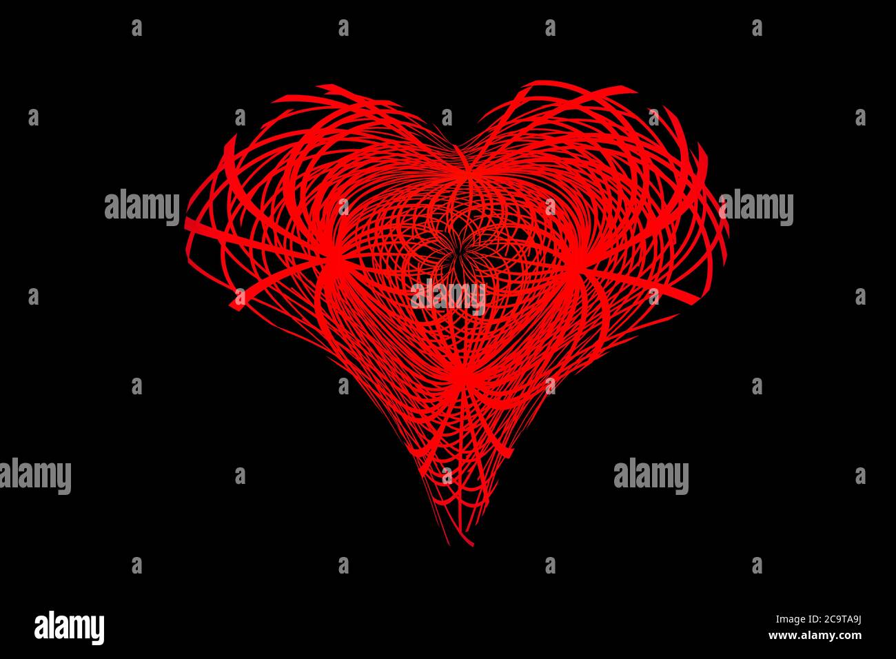 Red heart image on black background abstract background Stock Photo - Alamy