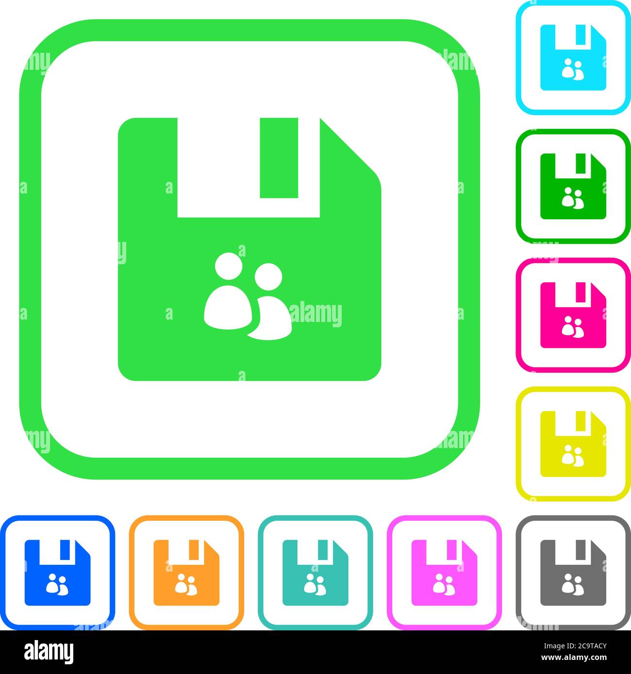 File group vivid colored flat icons in curved borders on white ...