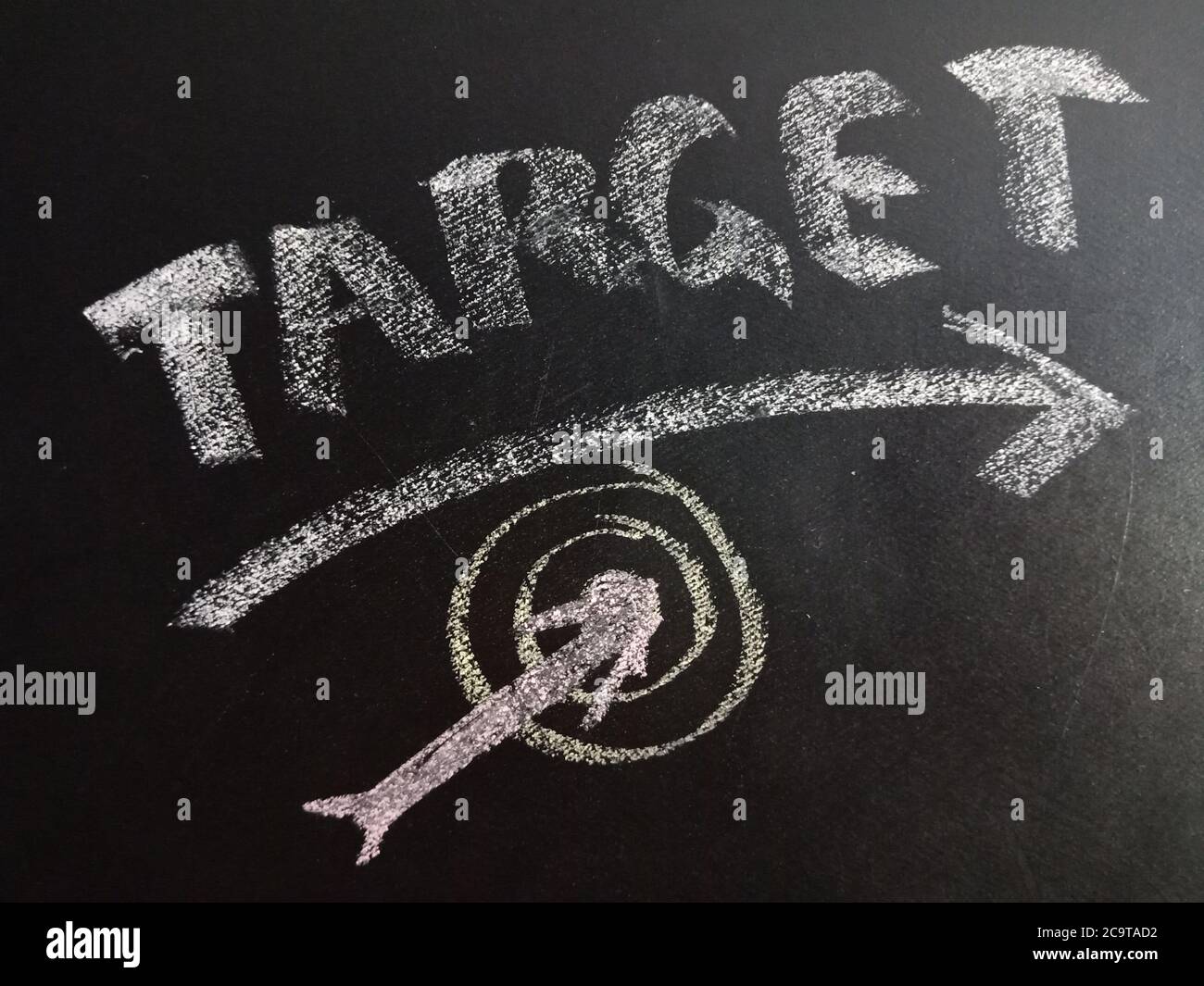 Target Frame Word Target business word visible on chalkboard with teaching art frame ...