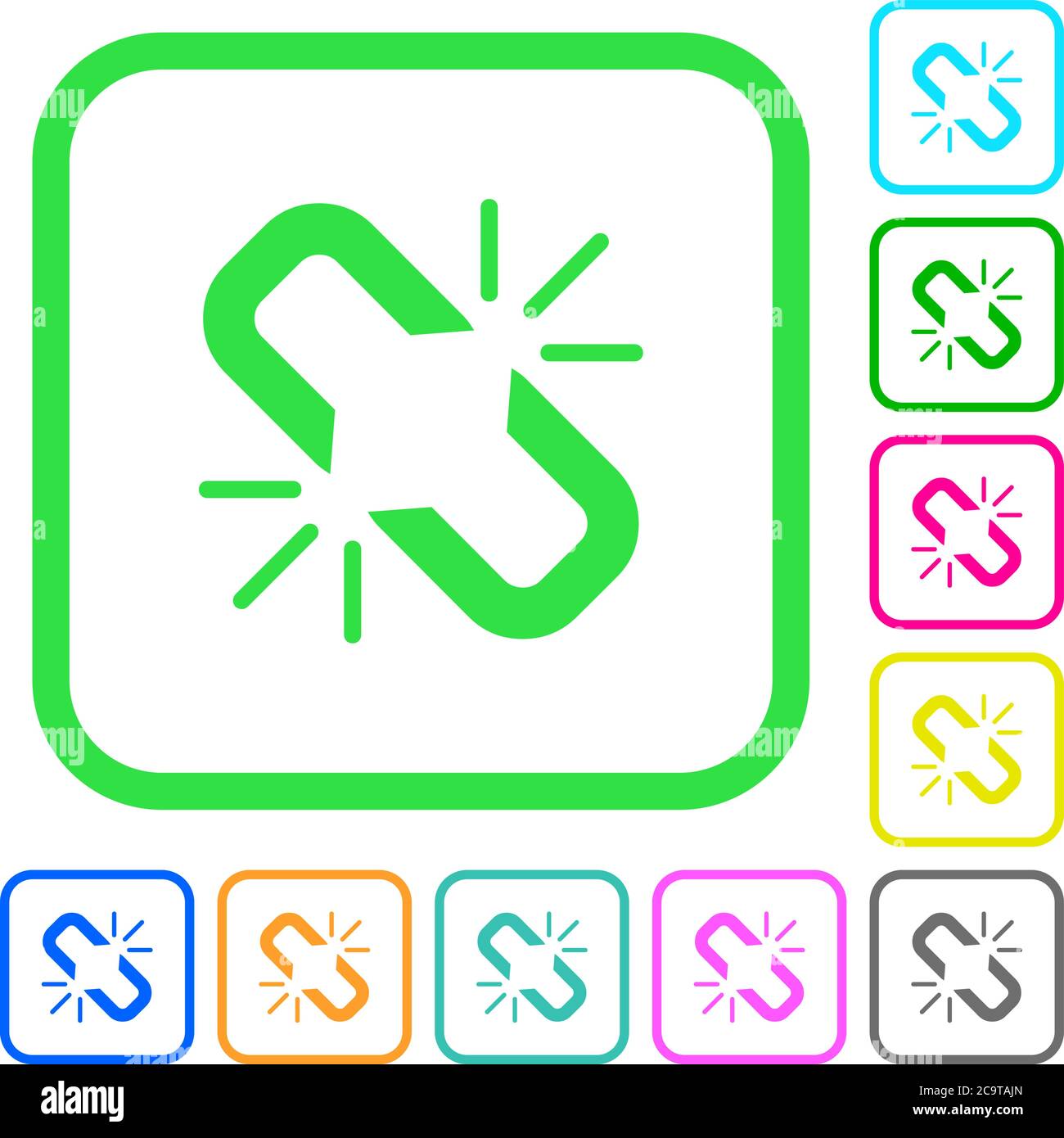 Unlink vivid colored flat icons in curved borders on white background ...