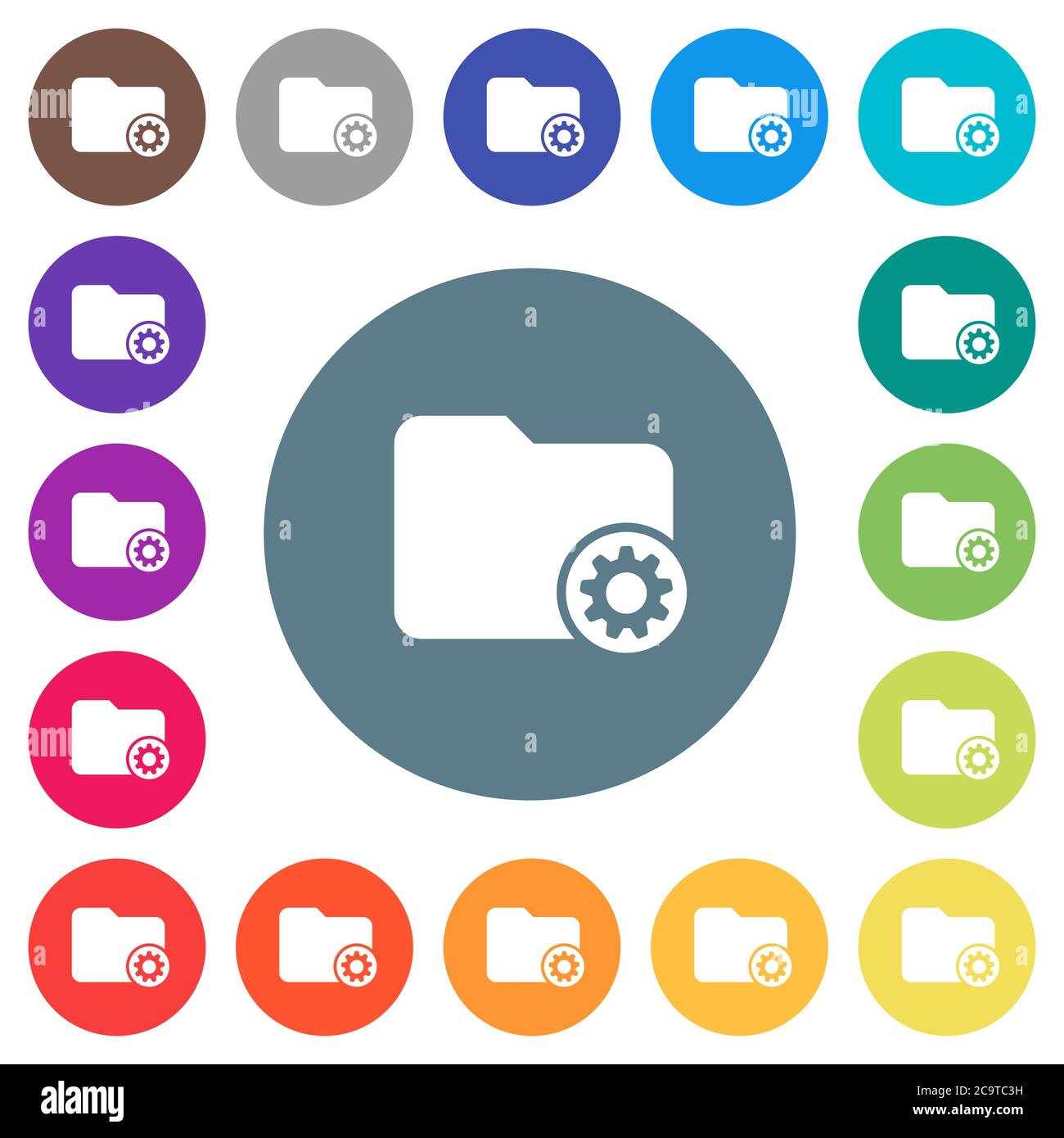 Directory settings flat white icons on round color backgrounds. 17 ...