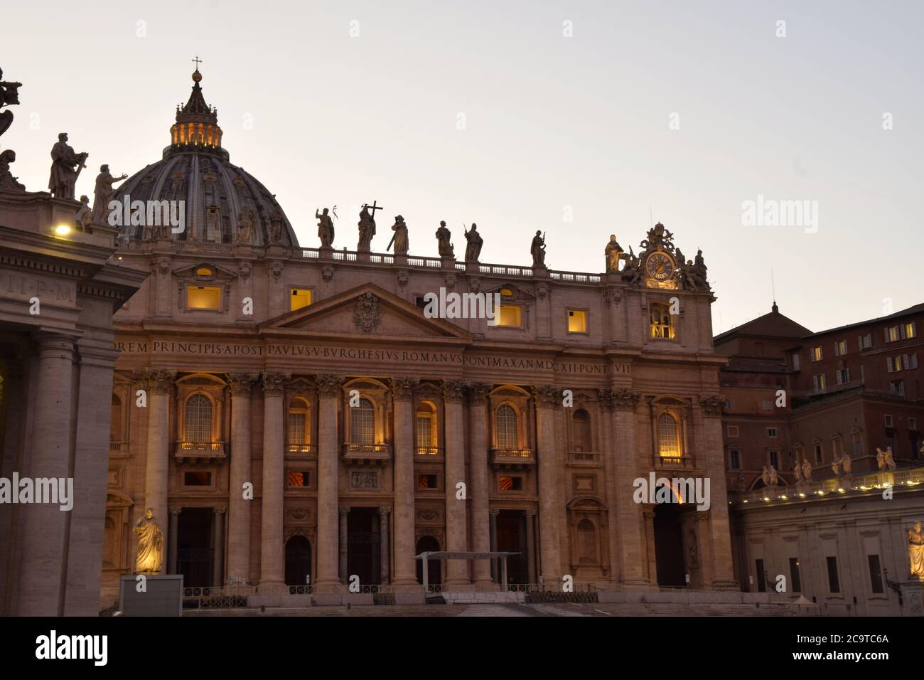 St. Peter's Basilica on St. Peter's Square in the City of Rome, Italy Stock Photo
