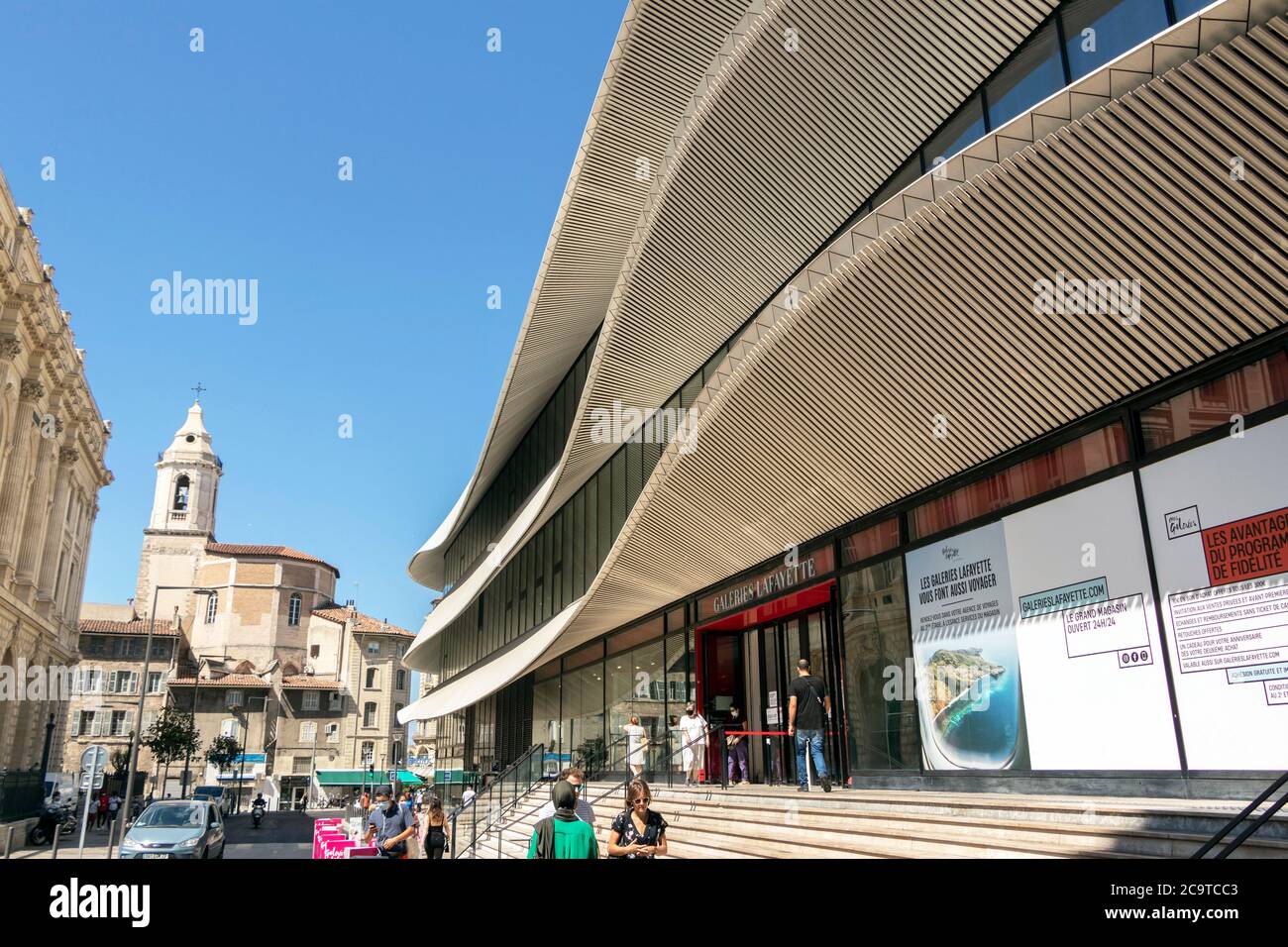 curved facade of The Bourse shopping centre in Marseille south of france Stock Photo