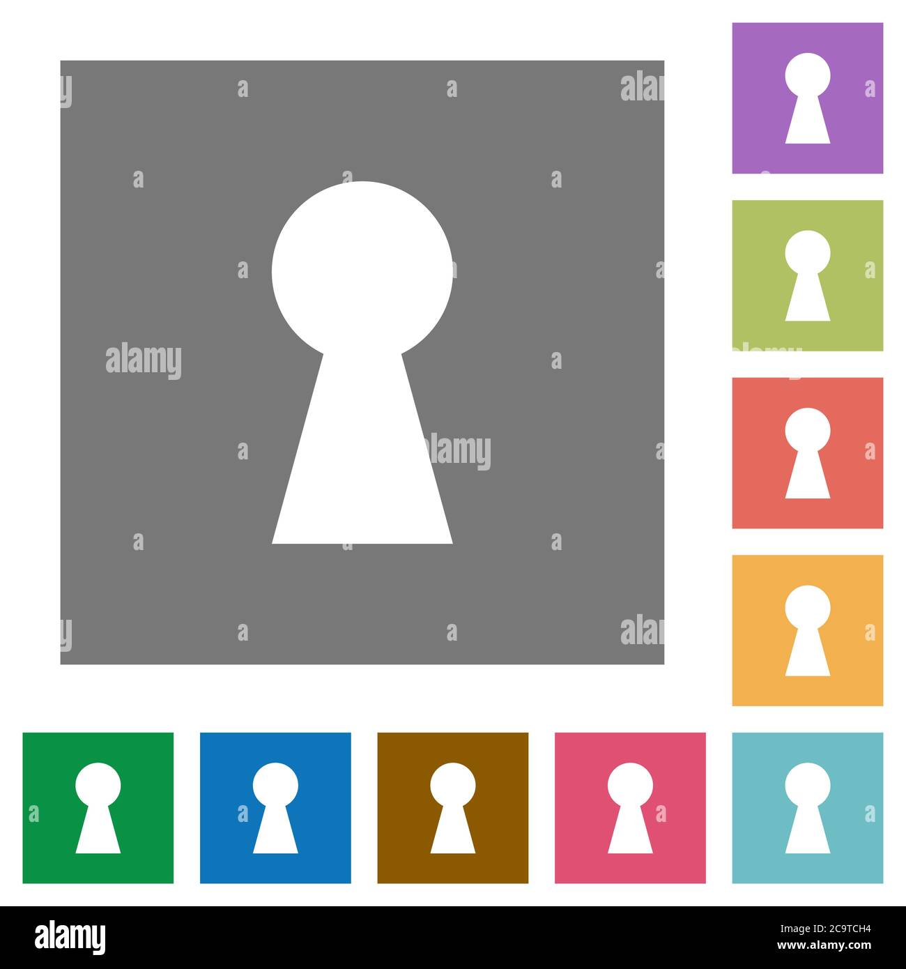 Keyhole flat icons on simple color square backgrounds Stock Vector ...