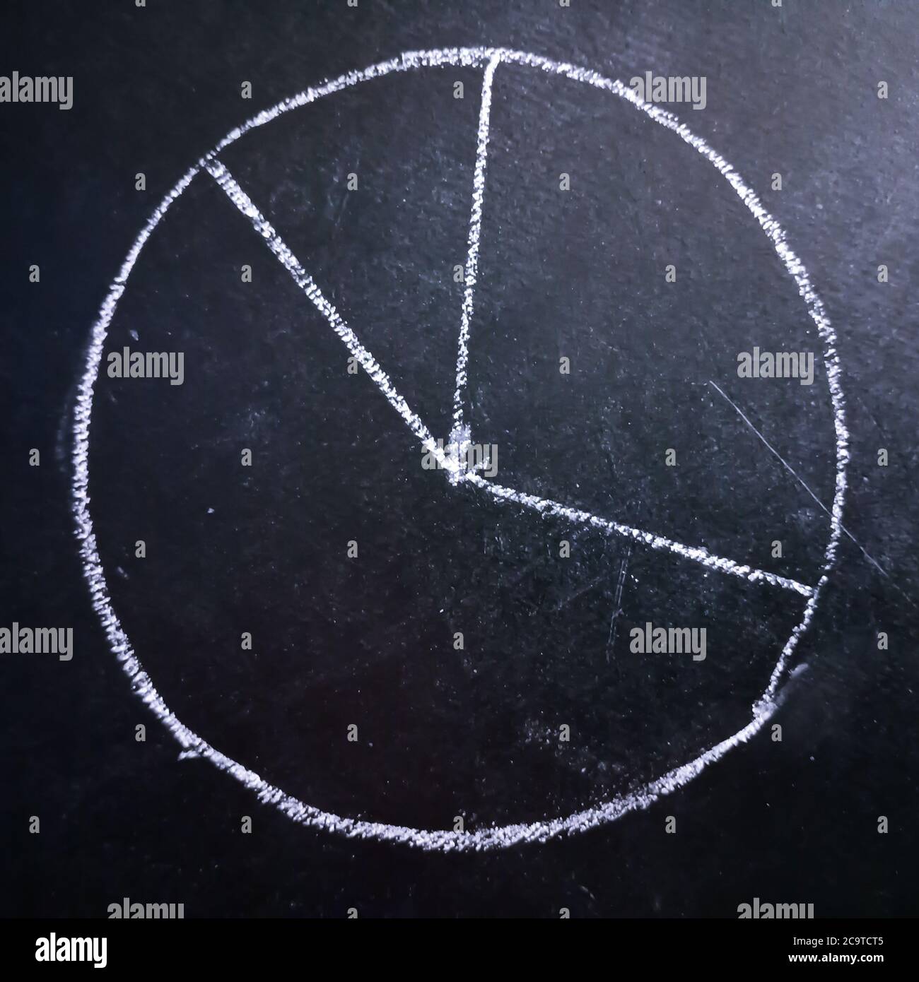 Pie chart business word presented with drawing art black chalkboard ...
