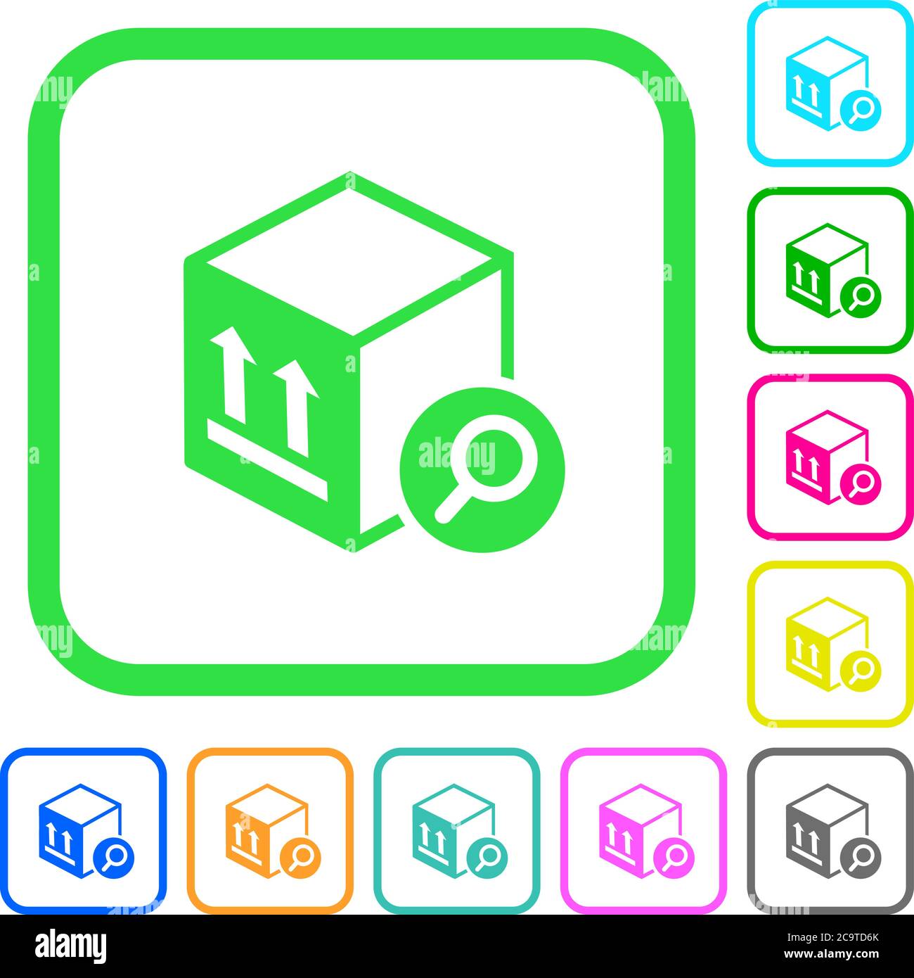 Find package vivid colored flat icons in curved borders on white ...