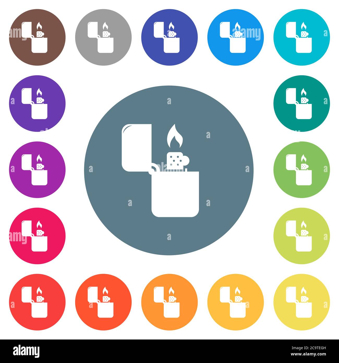 Lighter flat white icons on round color backgrounds. 17 background ...