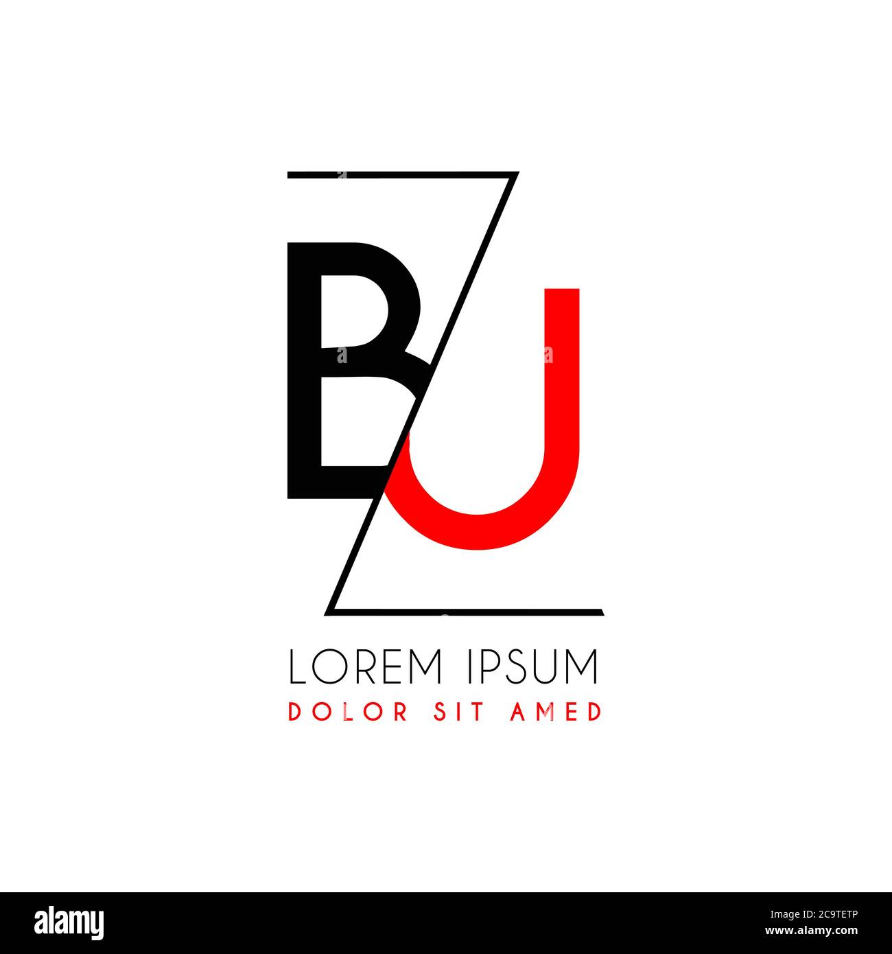 BU logo letter separated by a black zigzag line Stock Vector Image ...
