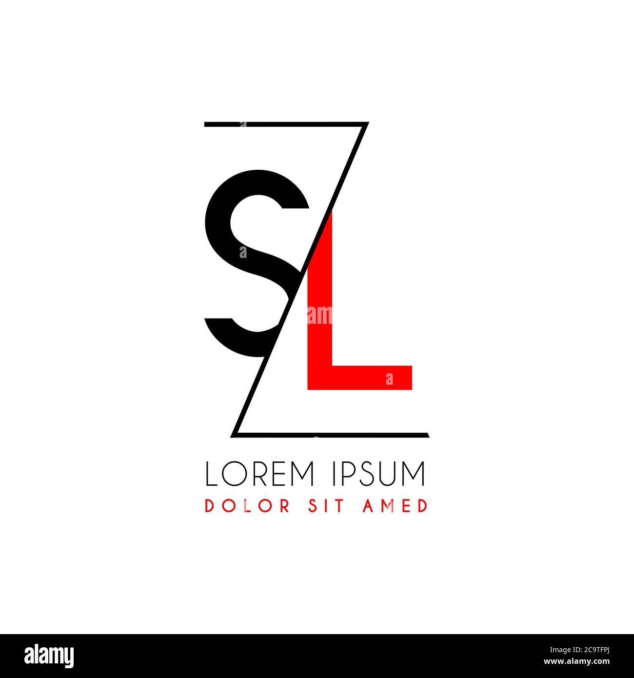 SL logo letter separated by a black zigzag line Stock Vector