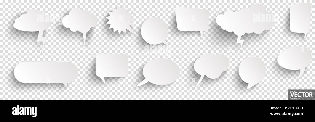 illustration of speech bubbles with shadow looking like stickers with ...
