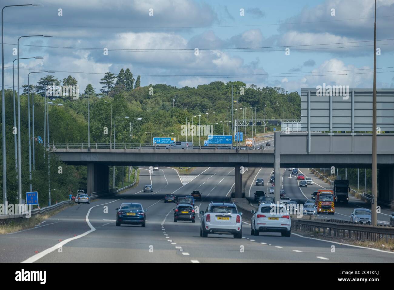 Sunday Traffic on the M25 London Orbital Motorway, 2.8.20 Stock Photo
