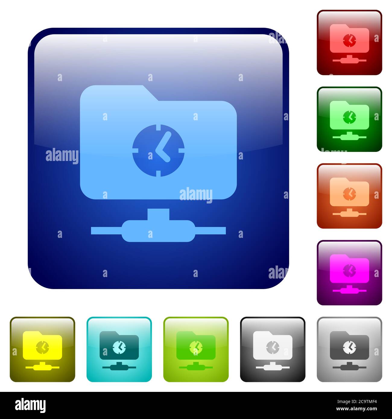Fast FTP icons in rounded square color glossy button set Stock Vector