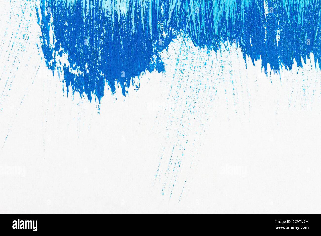 Abstract hand drawn blue acrylic paints background. Brushed texture ...