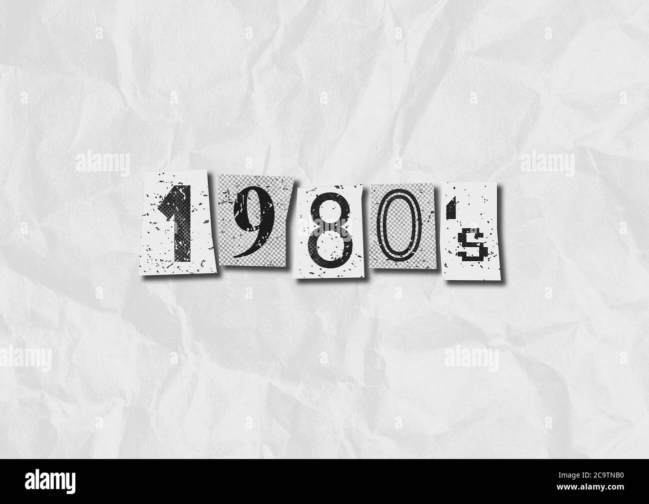 A black and white 1980's Punk Rock music style grunge text collage graphic illustration with copy space Stock Photo