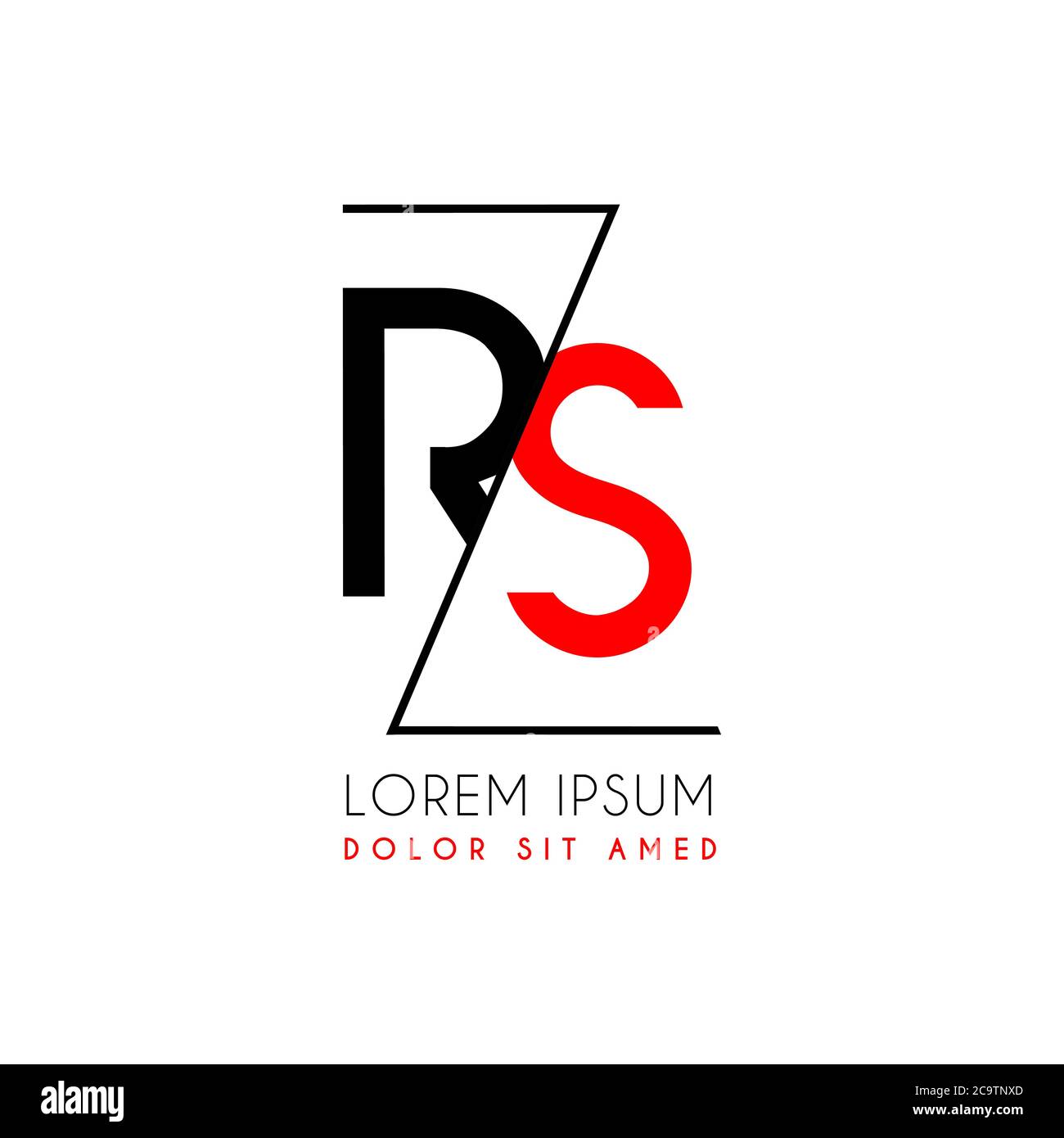 RS logo letter separated by a black zigzag line Stock Vector