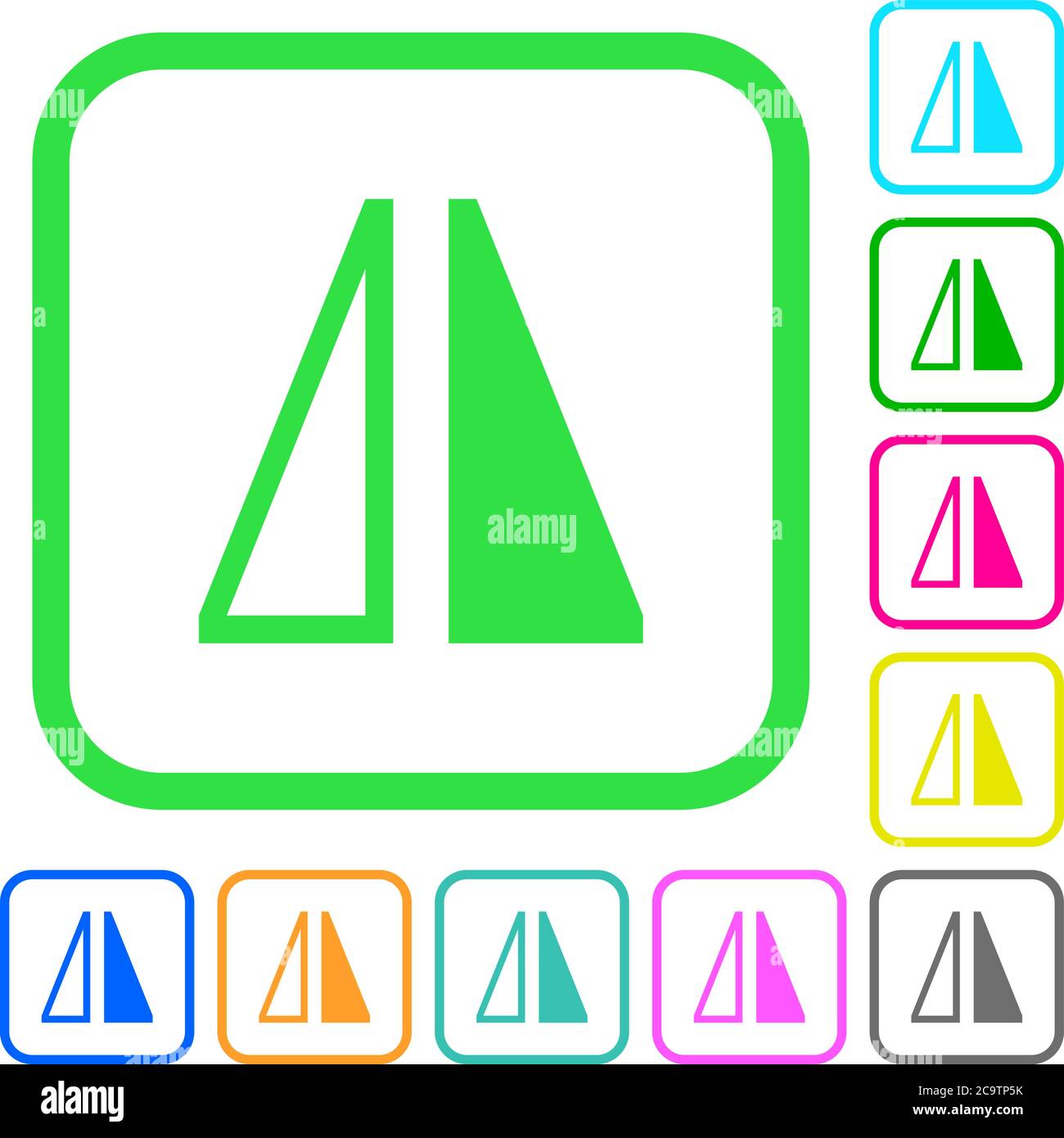 Flip horizontal vivid colored flat icons in curved borders on white ...