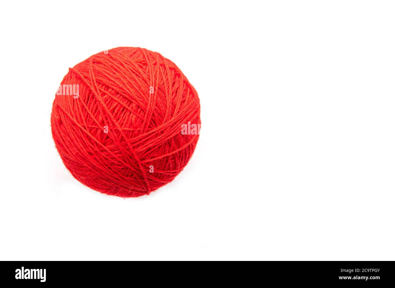 Red ball with woolen threads isolated on white background Stock Photo ...