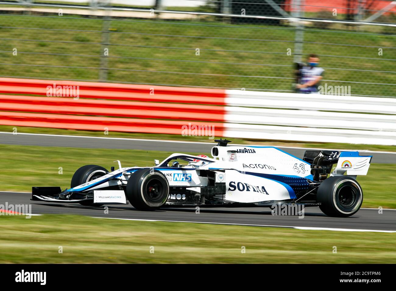 George Russell of Williams Racing during the 2020 British Grand Prix at Silverstone, Northamptonshire. Stock Photo