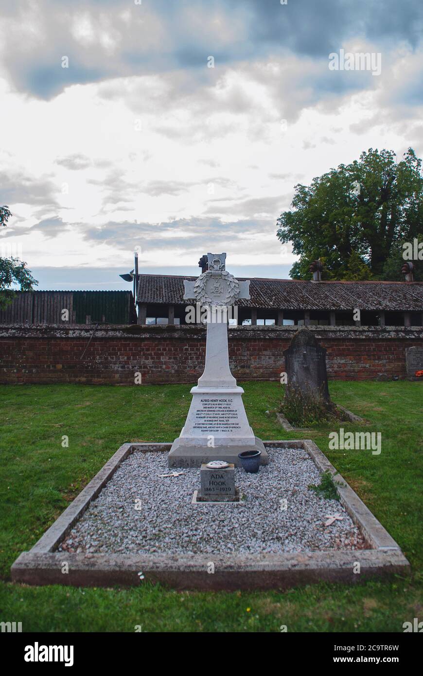 The grave of Alfred Henry Hook VC in the village of Churcham in Gloucestershire, UK Stock Photo