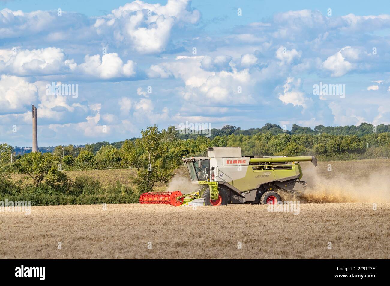 Northampton, UK. 2nd August 2020.Claas LEXION 670-620 harvesting Barley ...