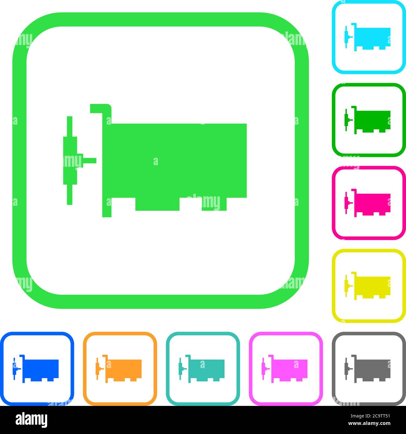 Network interface card vivid colored flat icons in curved borders on white background Stock Vector