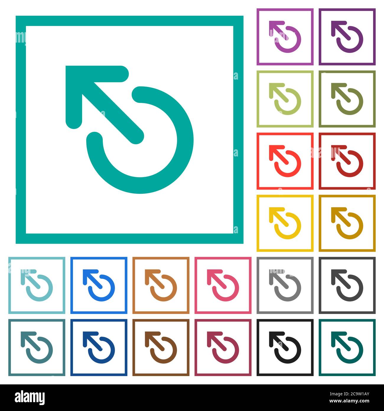 Media eject flat color icons with quadrant frames on white background Stock Vector