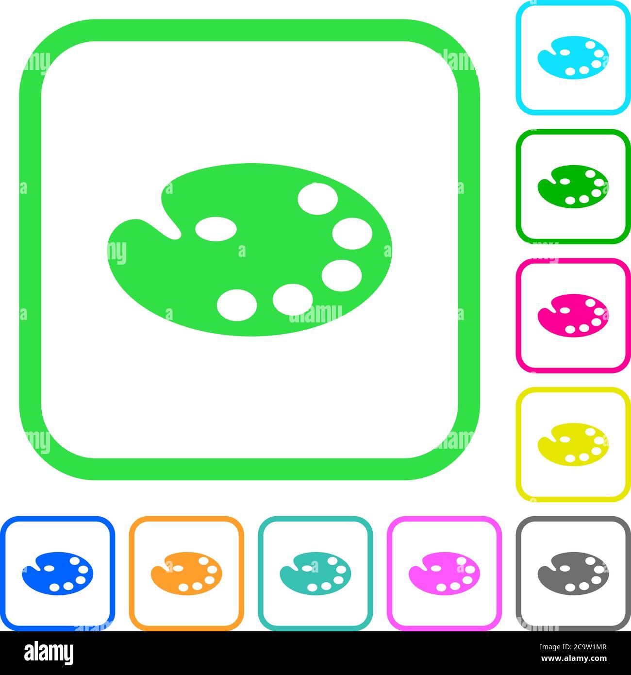 Color palette vivid colored flat icons in curved borders on white ...