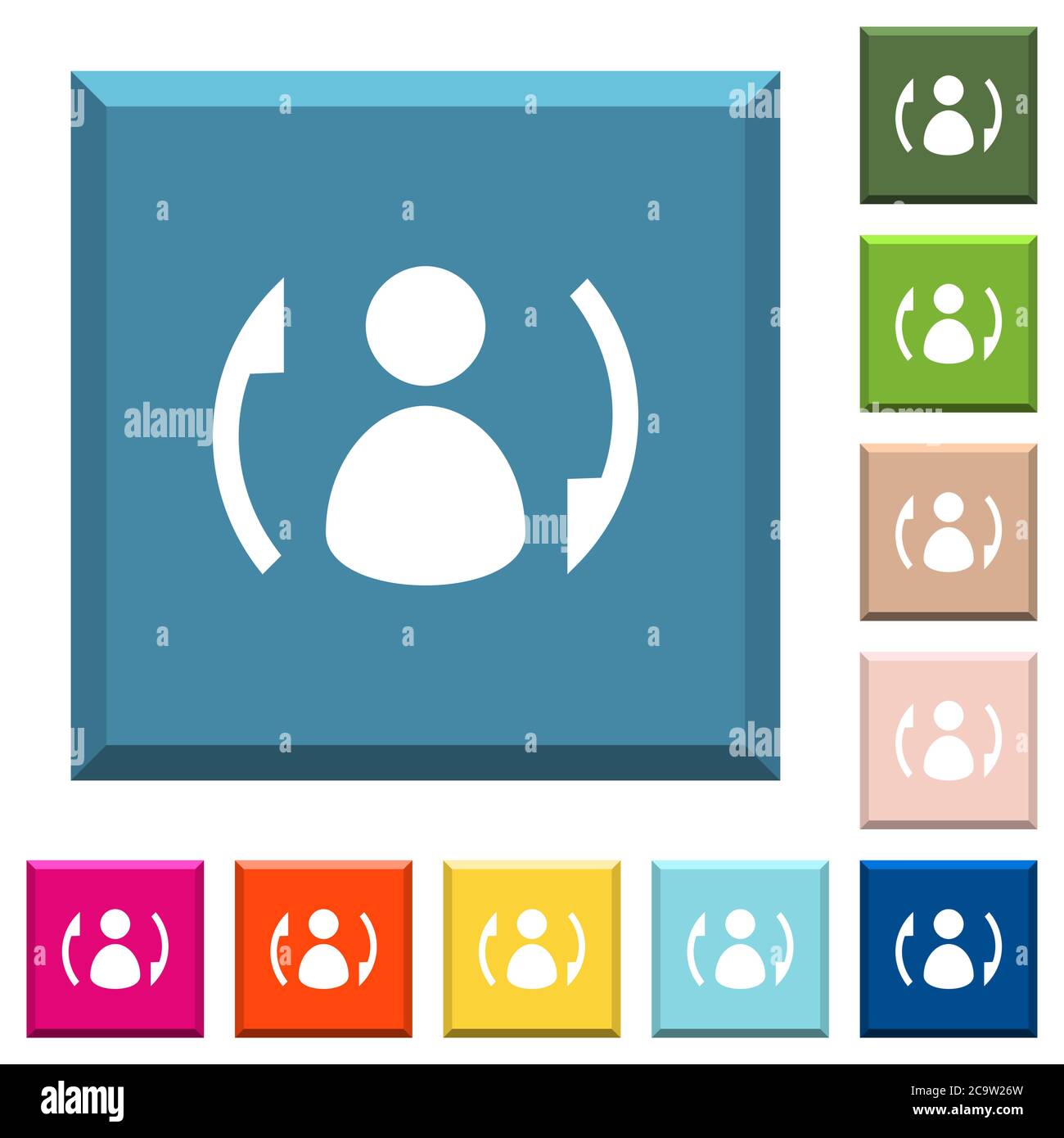 Syncronize contacts white icons on edged square buttons in various ...