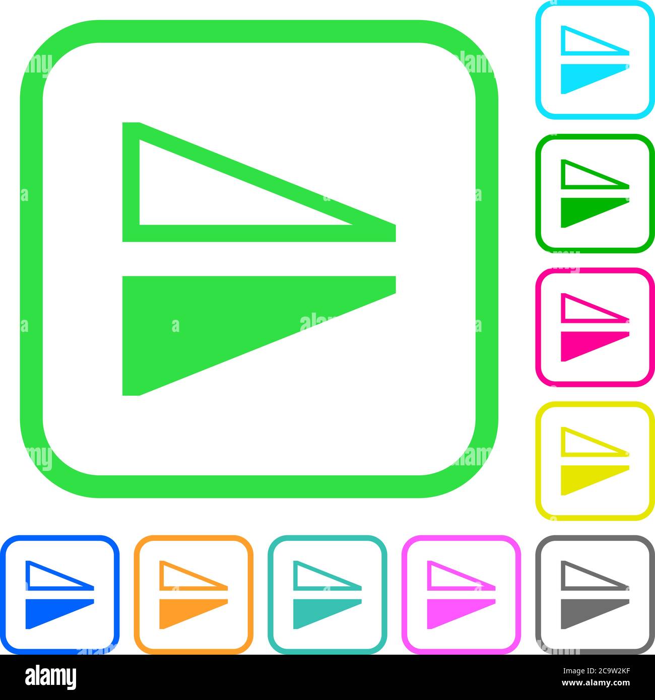 Flip vertical vivid colored flat icons in curved borders on white ...