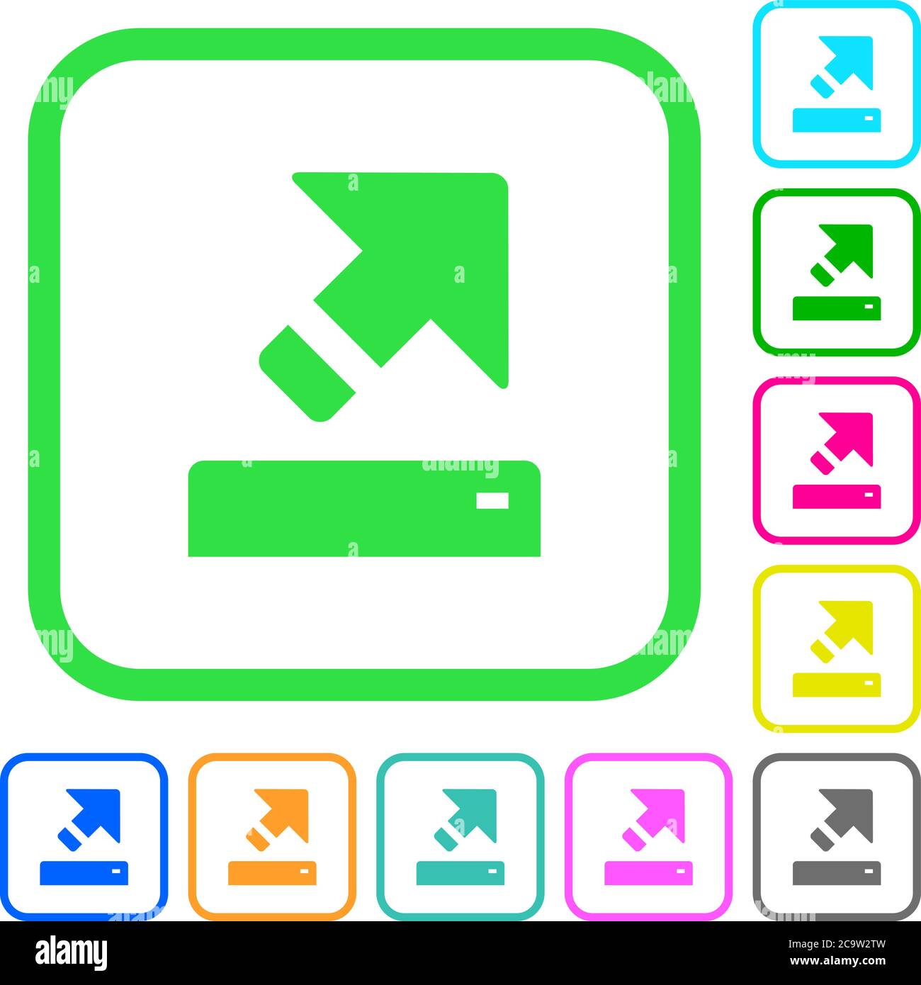 Export vivid colored flat icons in curved borders on white background ...