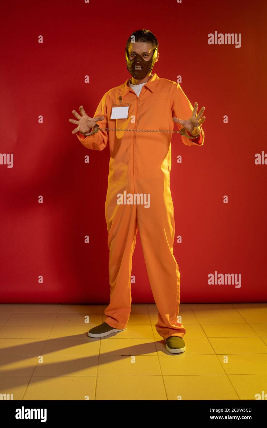 Actor a man in a mask and in costumes of fictional fantasy characters