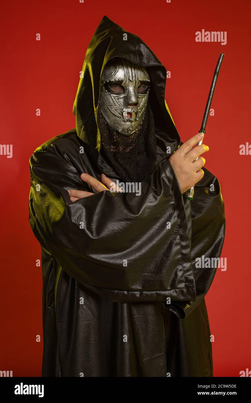 Actor a man in a mask and in costumes of fictional fantasy characters