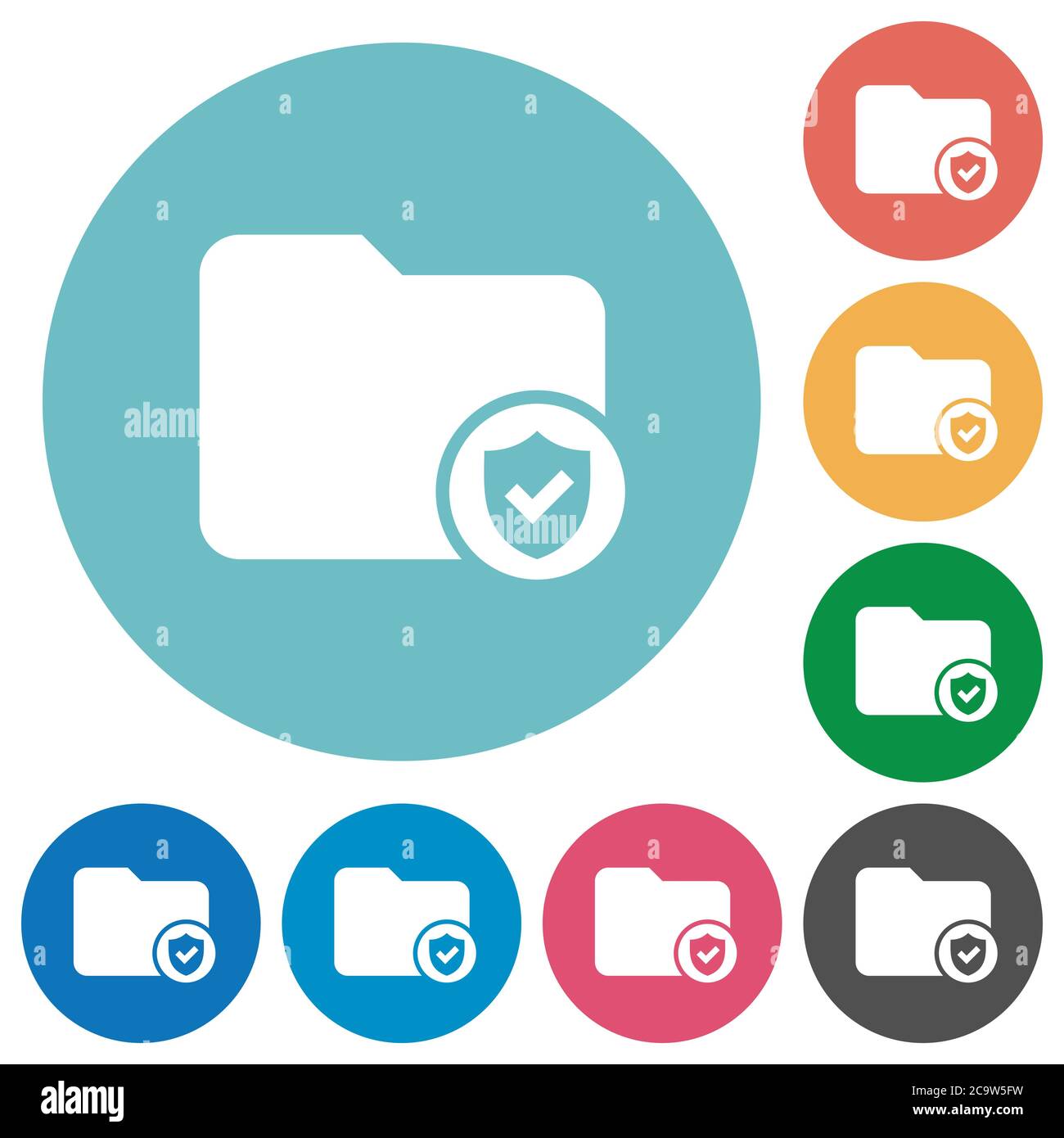 Protected directory flat white icons on round color backgrounds Stock ...