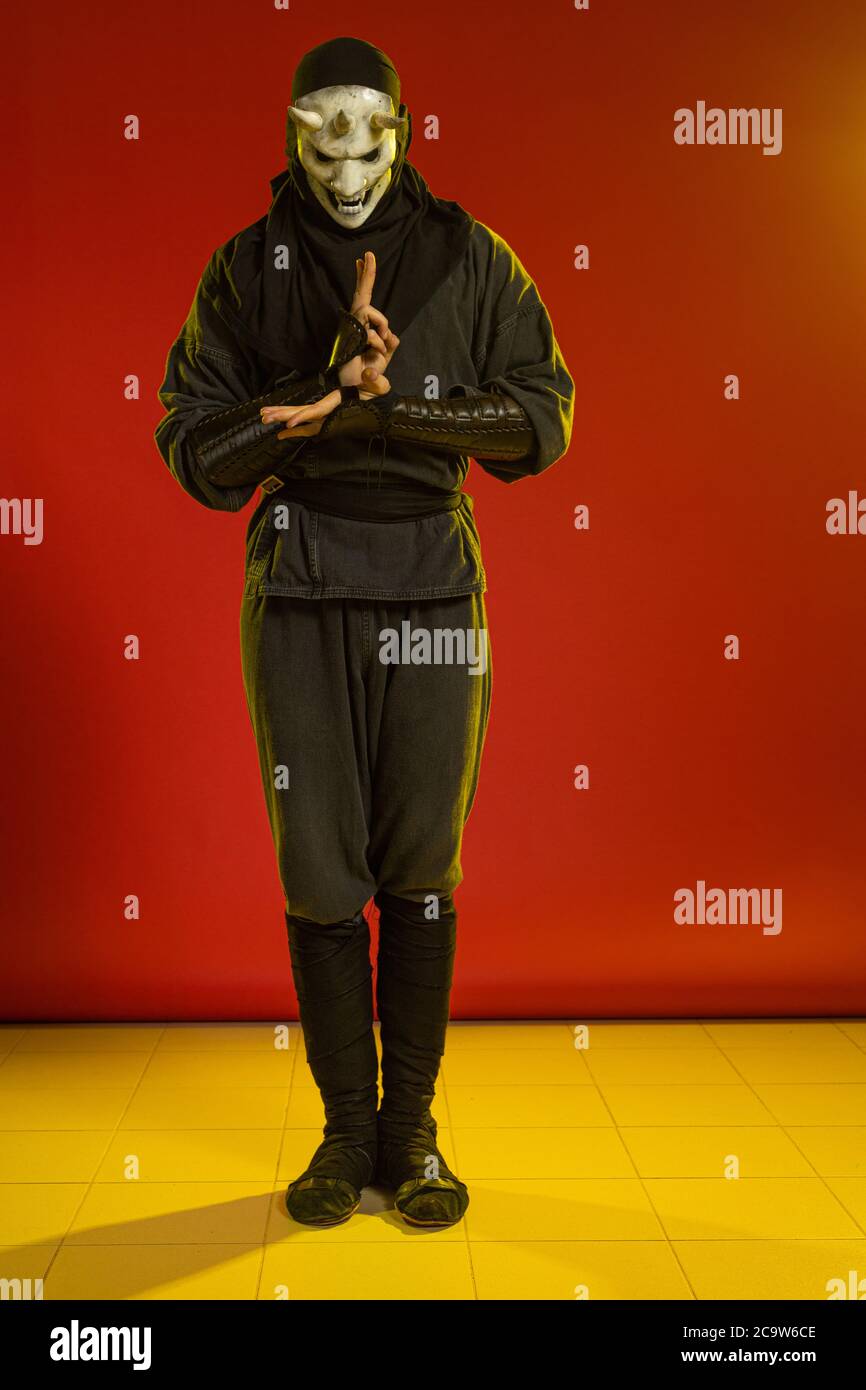 Actor a man in a mask and in costumes of fictional fantasy characters