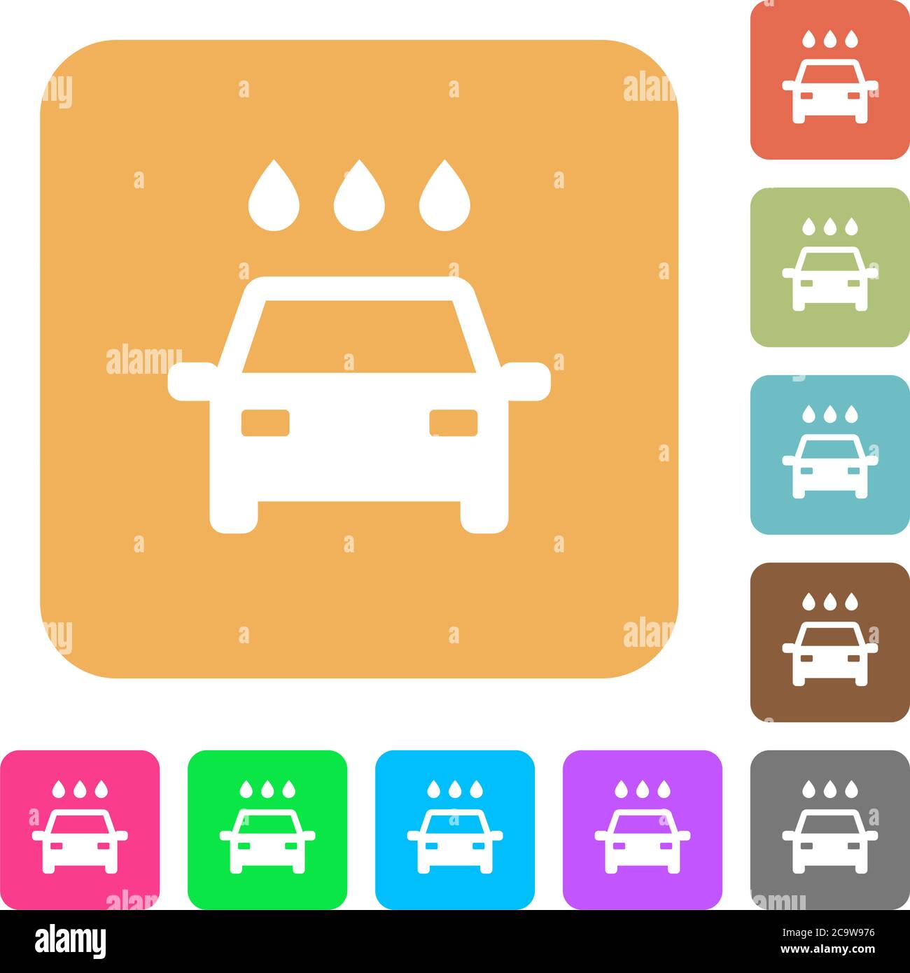 Car wash flat icons on rounded square vivid color backgrounds Stock ...
