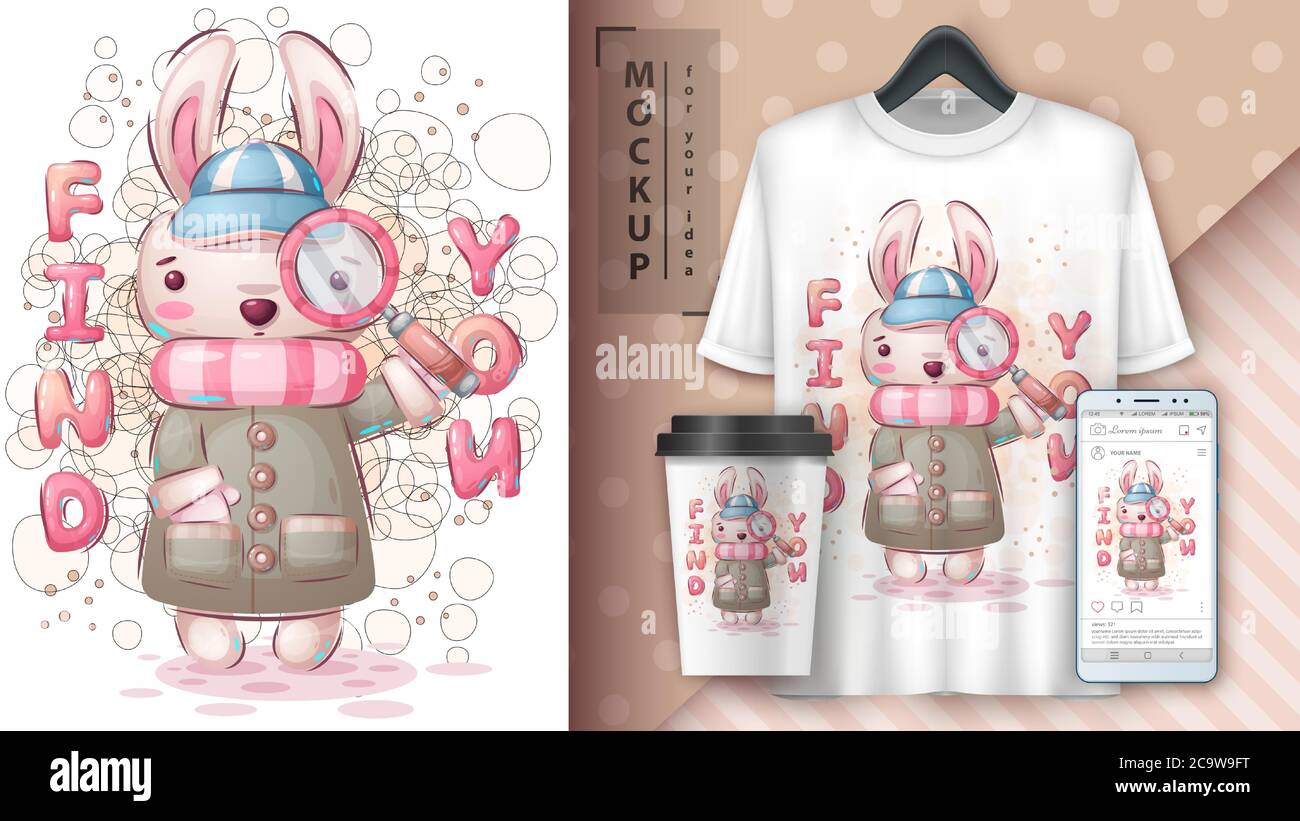 Detective rabbit poster and merchandising Stock Vector Image & Art - Alamy