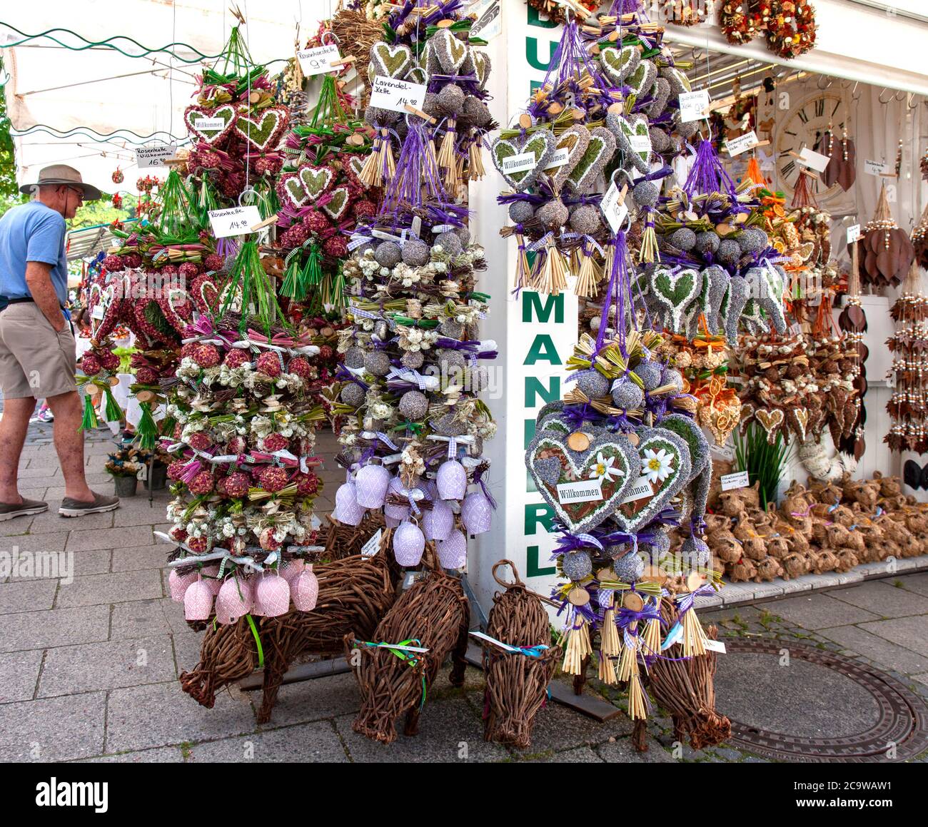 Souvenir Stand, Viktualienmarkt, Munich, Bavaria, Germany Stock Photo