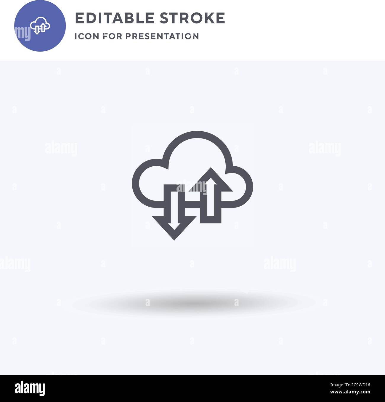 Cloud Data icon vector, filled flat sign, solid pictogram isolated on white, logo illustration. Cloud Data icon for presentation. Stock Vector