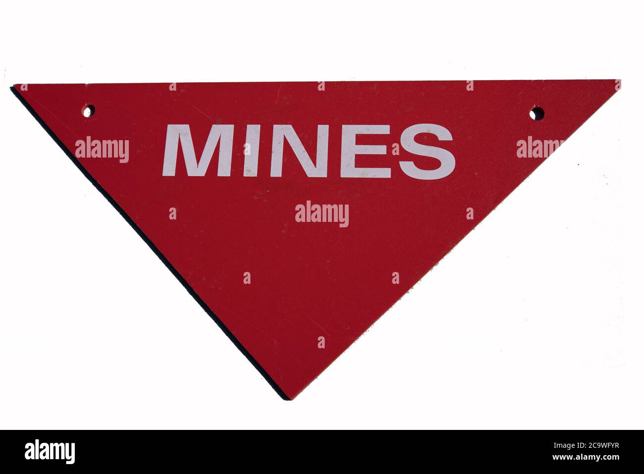 Warning sign of mines Stock Photo