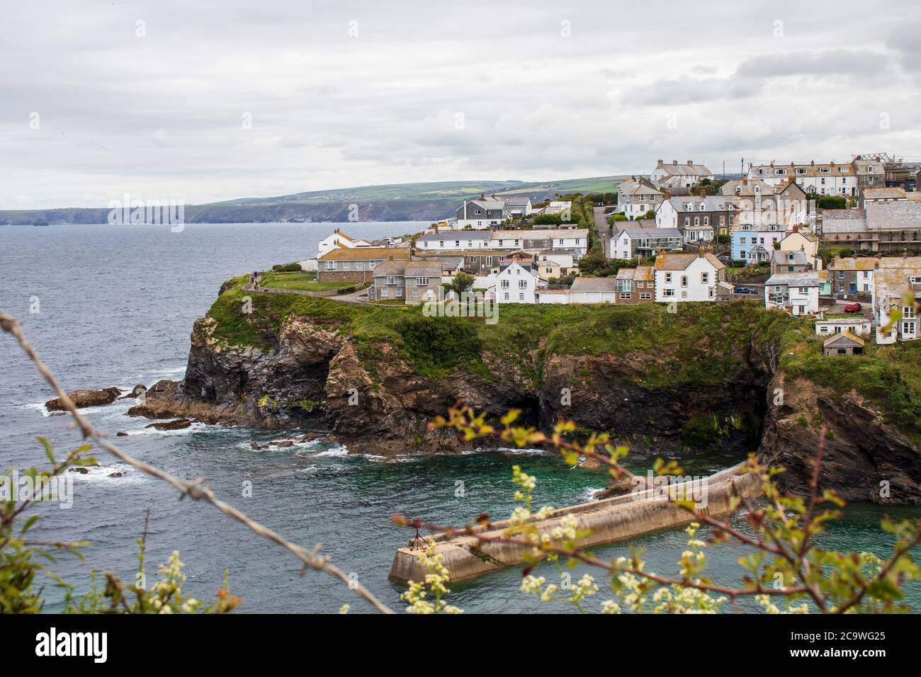 Port Isaac Sign Port Isaac - beautiful sea view Stock Photo - Alamy