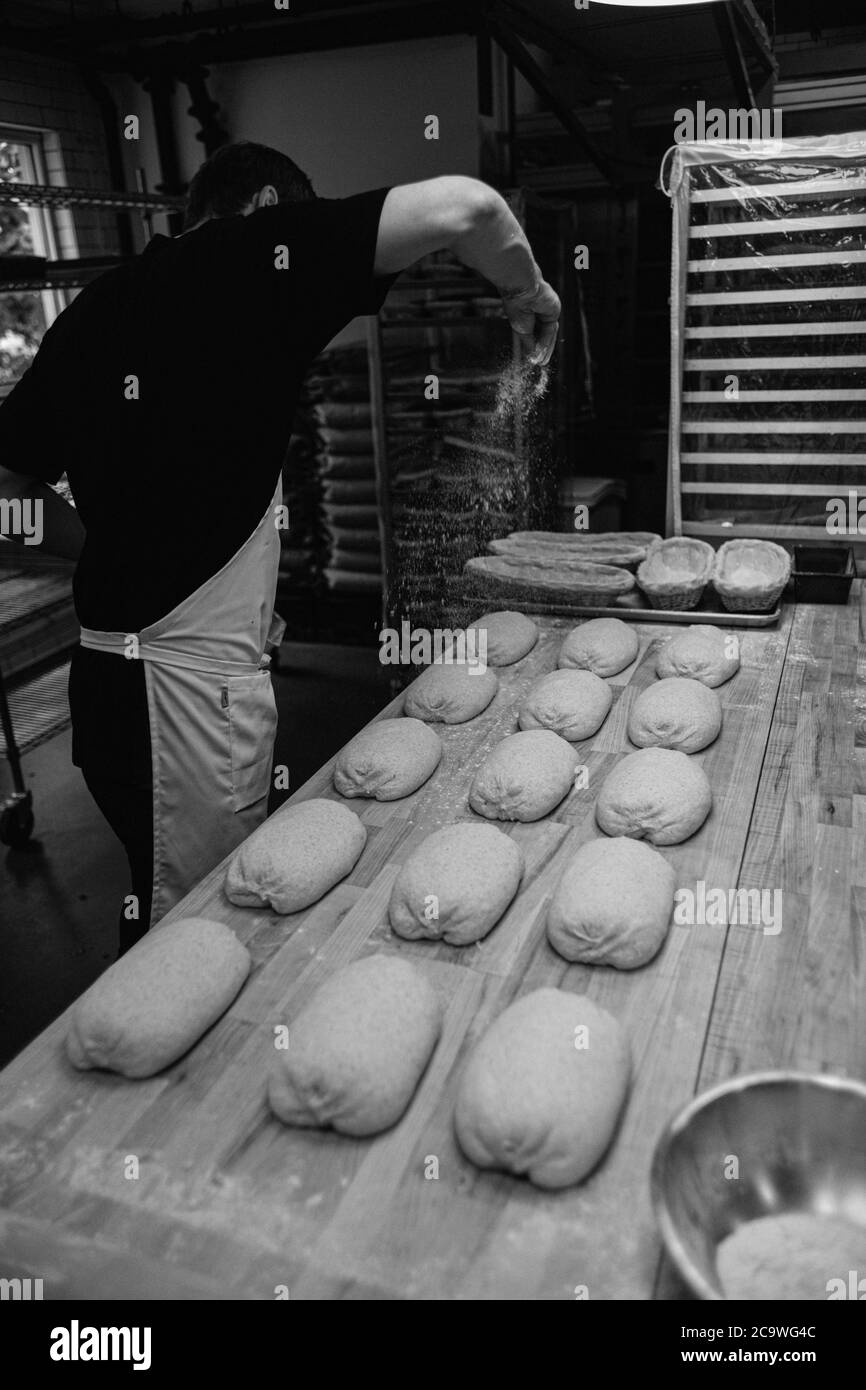 Sourdough Bread Making in Whistler, British Columbia, Canada, Natural, Vegan Bread Stock Photo